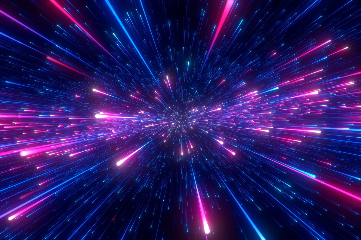 High-speed digital light beams representing instant response and speed-to-lead business communication systems