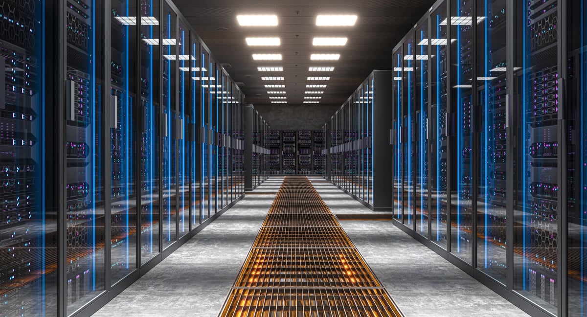 Server room maintaining high data storage — booking and follow-up systems infrastructure