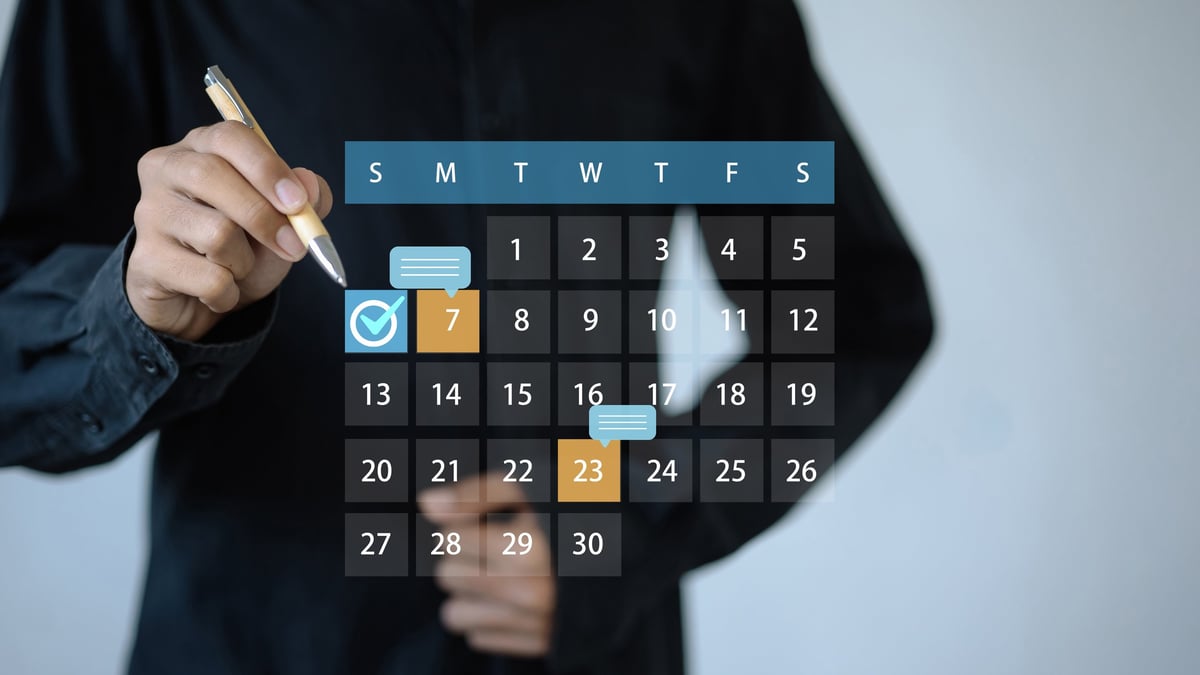 Digital calendar scheduling interface representing modern appointment booking flow and business organization systems